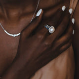 טבעת פנינה ויהלומים BLOSSOM