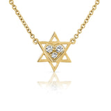 תליון מגן דוד לב יהלומים זהב צהוב 14 קראט