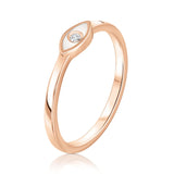 טבעת עין אמייל לבן ויהלום זהב אדום