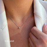 שרשרת עם תליון יהלום מרחף זהב צהוב