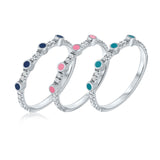 טבעת אמייל ויהלומים MYKONOS זהב לבן