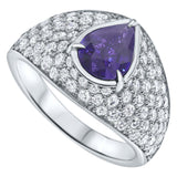 טבעת אבן חן ספיר ויהלומים זהב לבן - One of A Kind