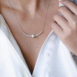 שרשרת יהלומים ופנינה זהב לבן