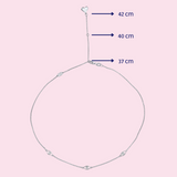 שרשרת עיניים אמייל לבן ויהלומים זהב לבן