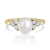 טבעת פנינה ויהלומים אנה