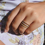 טבעת יהלומים לין זהב צהוב