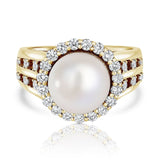 טבעת פנינה ויהלומים BLOSSOM