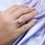 טבעת יהלומים אובל זהב אדום