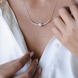 שרשרת יהלומים ופנינה זהב לבן