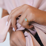 טבעת חותם אמייל ויהלומים Cocktail זהב צהוב