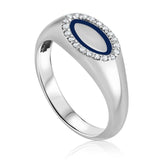 טבעת חותם אמייל ויהלומים Cocktail