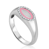 טבעת חותם אמייל ויהלומים Cocktail