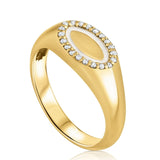 טבעת חותם אמייל ויהלומים Cocktail זהב צהוב