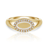 טבעת חותם אמייל ויהלומים Cocktail זהב צהוב