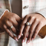 טבעת פנינה ויהלומים