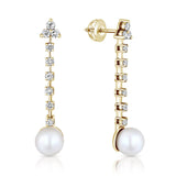 עגילי יהלומים ופנינה אנה