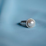 טבעת פנינה ויהלומים