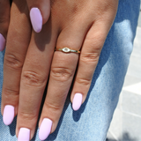 טבעת עין אמייל ויהלום זהב צהוב