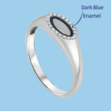 טבעת חותם לגבר יהלומים ואמייל