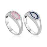 טבעת חותם אמייל ויהלומים Cocktail