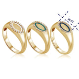 טבעת חותם אמייל ויהלומים Cocktail זהב צהוב