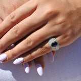 טבעת אבן חן ספיר ויהלומים זהב לבן - One of A Kind