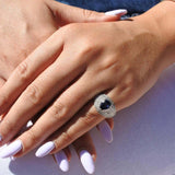 טבעת אבן חן ספיר ויהלומים זהב לבן - One of A Kind