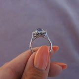 טבעת יהלומים עם אבן חן ספיר זהב לבן One of A Kind