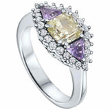 One of A Kind - טבעת יהלום צהוב ואבני ספיר עם יהלומים