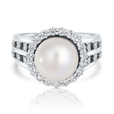 טבעת פנינה ויהלומים