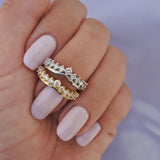 טבעת כתר יהלומים זהב לבן