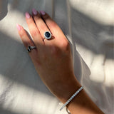 סט טבעת ועגילים פרינסס יהלומים וספיר