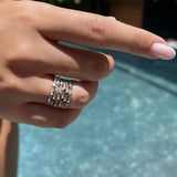 טבעת אמייל ויהלומים MYKONOS זהב לבן