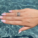 טבעת אמייל ויהלומים MYKONOS זהב לבן