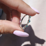 טבעת אמייל ויהלומים MYKONOS זהב לבן