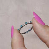 טבעת אמייל ויהלומים MYKONOS זהב לבן