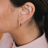 Midi Pave Diamonds Hoops Yellow Gold