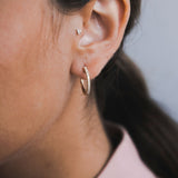 Midi Pave Diamonds Hoops Yellow Gold