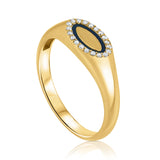 טבעת חותם לגבר יהלומים ואמייל