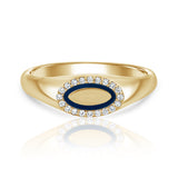 טבעת חותם לגבר יהלומים ואמייל