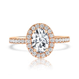 טבעת יהלומים אובל זהב אדום