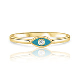 טבעת עין אמייל ויהלום זהב צהוב