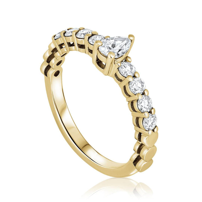טבעת יהלומים טיפה זהב צהוב לור