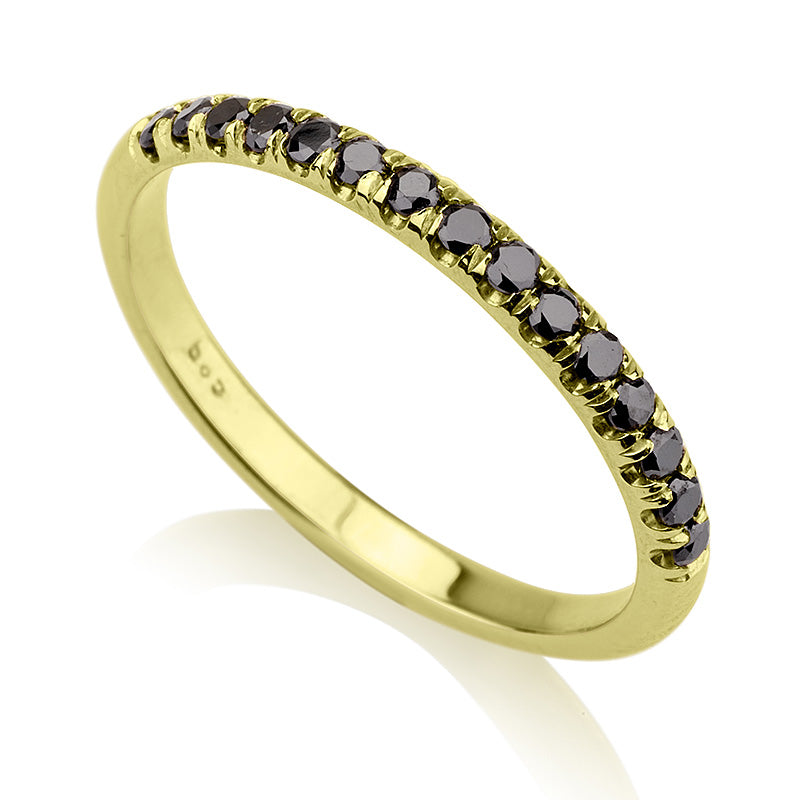 טבעת יהלומים שחורים זהב צהוב