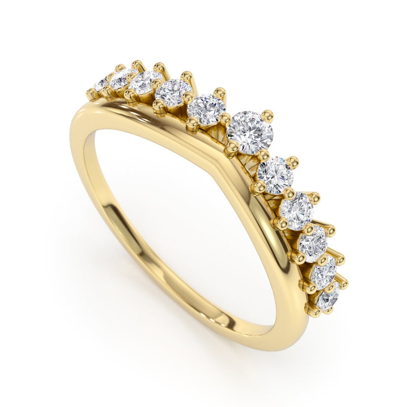 טבעת כתר יהלומים זהב צהוב